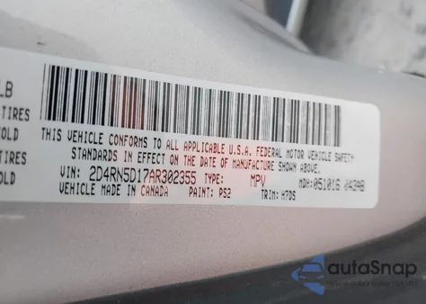 2010 Dodge Grand Caravan Sxt from USA, damaged, VIN 2D4RN5D17AR302355